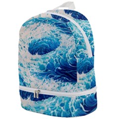 Abstract Blue Ocean Wave Ii Zip Bottom Backpack by GardenOfOphir