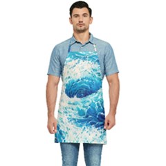 Abstract Blue Ocean Wave Ii Kitchen Apron by GardenOfOphir