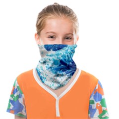 Abstract Blue Ocean Wave Ii Face Covering Bandana (kids) by GardenOfOphir