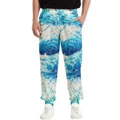 Abstract Blue Ocean Wave Ii Men s Elastic Waist Pants by GardenOfOphir