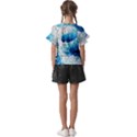 Abstract Blue Ocean Wave Ii Kids  Cut Out Flutter Sleeves View2