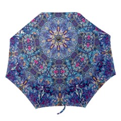 Denim On Pour Folding Umbrellas by kaleidomarblingart