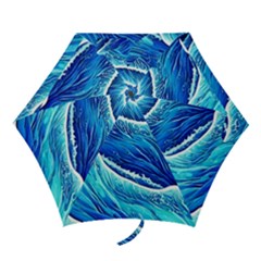 Blue Ocean Wave Watercolor Mini Folding Umbrellas by GardenOfOphir