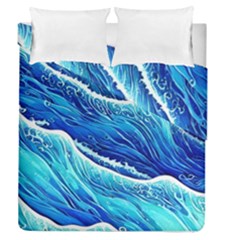 Blue Ocean Wave Watercolor Duvet Cover Double Side (queen Size) by GardenOfOphir