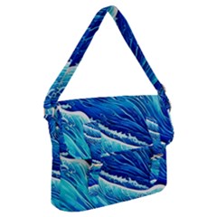 Blue Ocean Wave Watercolor Buckle Messenger Bag by GardenOfOphir