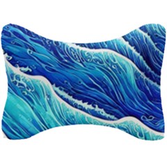 Blue Ocean Wave Watercolor Seat Head Rest Cushion by GardenOfOphir