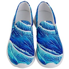 Blue Ocean Wave Watercolor Men s Lightweight Slip Ons by GardenOfOphir