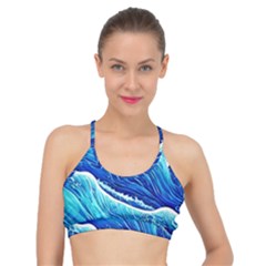 Blue Ocean Wave Watercolor Basic Training Sports Bra by GardenOfOphir