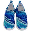 Blue Ocean Wave Watercolor Kids  Velcro No Lace Shoes View1