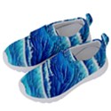 Blue Ocean Wave Watercolor Kids  Velcro No Lace Shoes View2