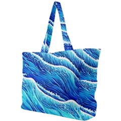 Blue Ocean Wave Watercolor Simple Shoulder Bag by GardenOfOphir