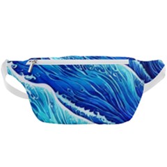 Blue Ocean Wave Watercolor Waist Bag  by GardenOfOphir