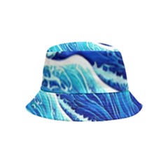 Blue Ocean Wave Watercolor Inside Out Bucket Hat (kids)