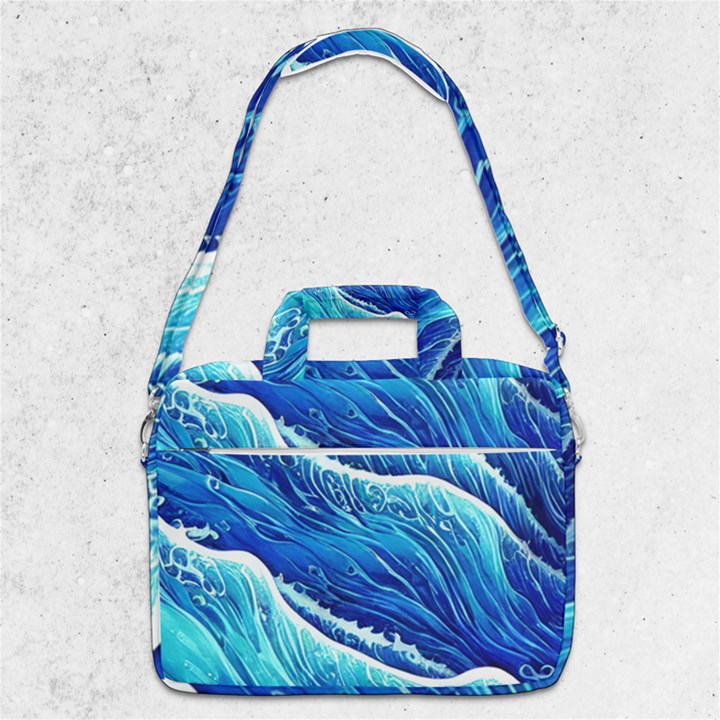 Blue Ocean Wave Watercolor MacBook Pro 13  Shoulder Laptop Bag 