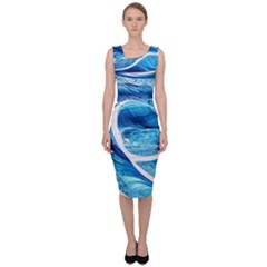 Blue Wave Sleeveless Pencil Dress by GardenOfOphir