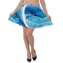 Blue Wave Velvet Skater Skirt by GardenOfOphir