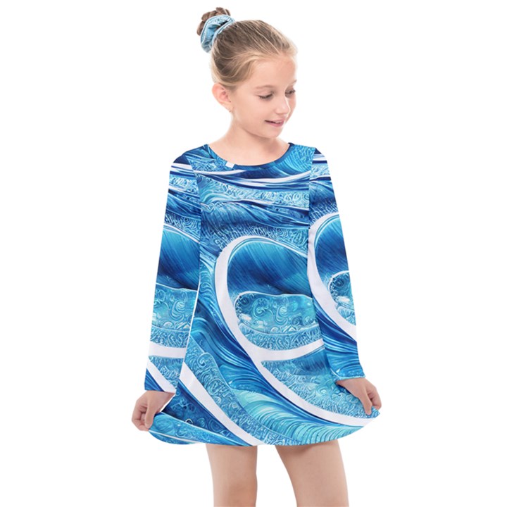 Blue Wave Kids  Long Sleeve Dress