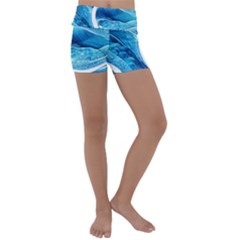 Blue Wave Kids  Lightweight Velour Yoga Shorts by GardenOfOphir