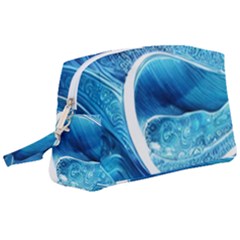 Blue Wave Wristlet Pouch Bag (large) by GardenOfOphir