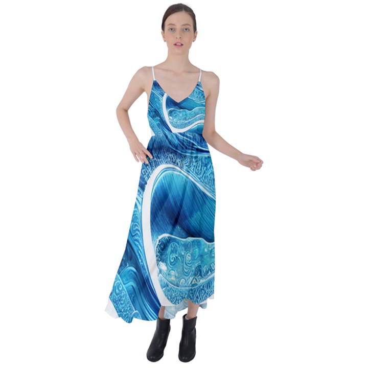 Blue Wave Tie Back Maxi Dress