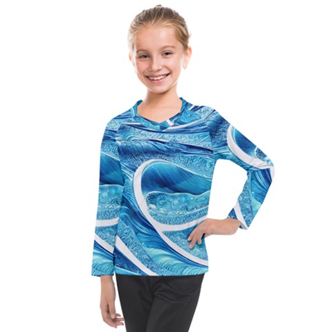 Blue Wave Kids  Long Mesh Tee by GardenOfOphir