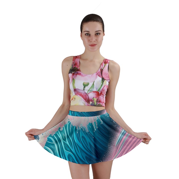 Pink Sea Water Mini Skirt