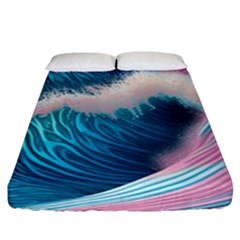 Pink Sea Water Fitted Sheet (king Size) by GardenOfOphir