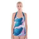 Pink Sea Water Boyleg Halter Swimsuit  View1