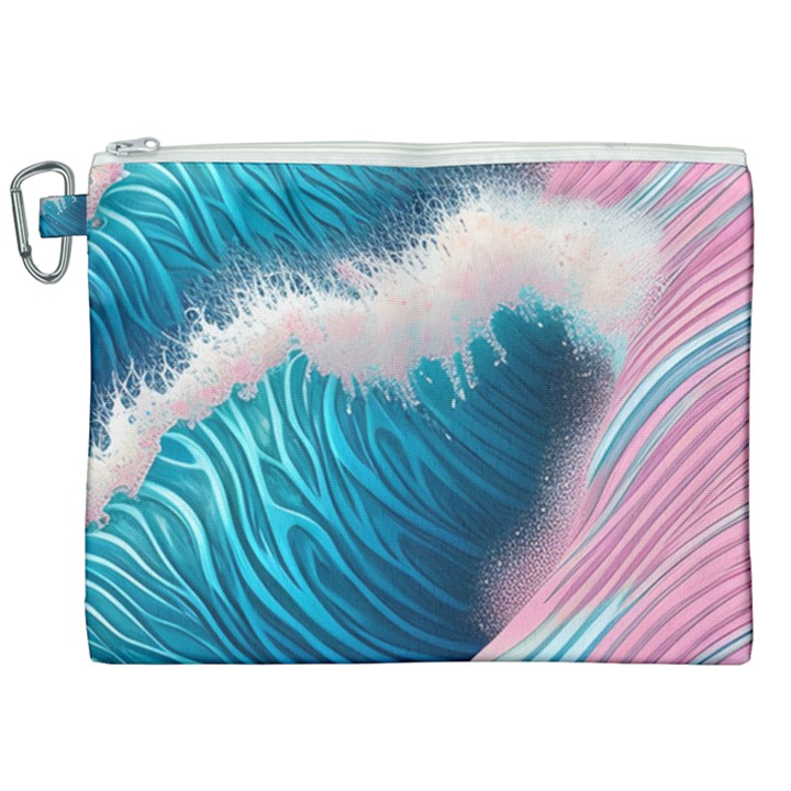 Pink Sea Water Canvas Cosmetic Bag (XXL)