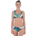 Blue Wave Pattern Criss Cross Bikini Set View1