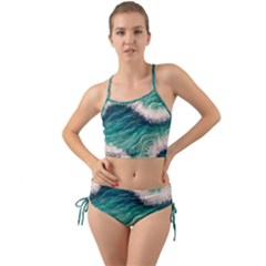 Blue Wave Pattern Mini Tank Bikini Set by GardenOfOphir