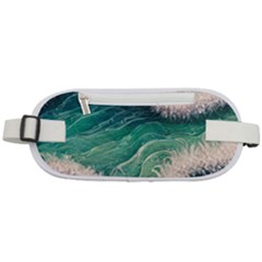 Blue Wave Pattern Rounded Waist Pouch by GardenOfOphir