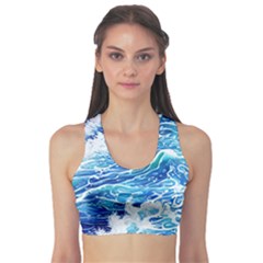 Abstract Blue Wave Sports Bra by GardenOfOphir