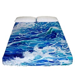 Abstract Blue Wave Fitted Sheet (queen Size) by GardenOfOphir