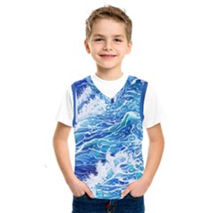 Abstract Blue Wave Kids  Basketball Tank Top by GardenOfOphir