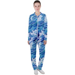 Abstract Blue Wave Casual Jacket And Pants Set by GardenOfOphir