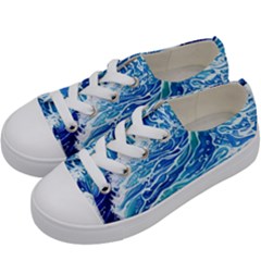 Abstract Blue Wave Kids  Low Top Canvas Sneakers by GardenOfOphir