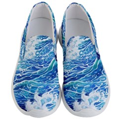 Abstract Blue Wave Men s Lightweight Slip Ons by GardenOfOphir