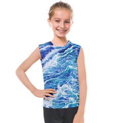 Abstract Blue Wave Kids  Mesh Tank Top by GardenOfOphir