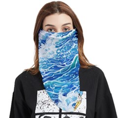 Abstract Blue Wave Face Covering Bandana (triangle) by GardenOfOphir