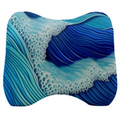 Waves Blue Ocean Velour Head Support Cushion by GardenOfOphir