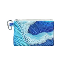 Waves Blue Ocean Canvas Cosmetic Bag (small) by GardenOfOphir