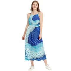 Waves Blue Ocean Boho Sleeveless Summer Dress by GardenOfOphir