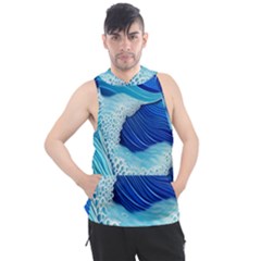 Waves Blue Ocean Men s Sleeveless Hoodie by GardenOfOphir