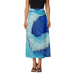 Waves Blue Ocean Classic Midi Chiffon Skirt by GardenOfOphir