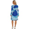 Waves Blue Ocean Long Sleeve Dress With Pocket View4