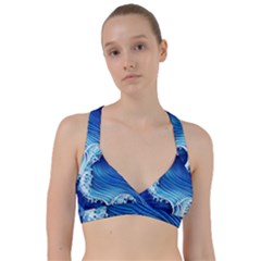 Watercolor Wave Sweetheart Sports Bra by GardenOfOphir