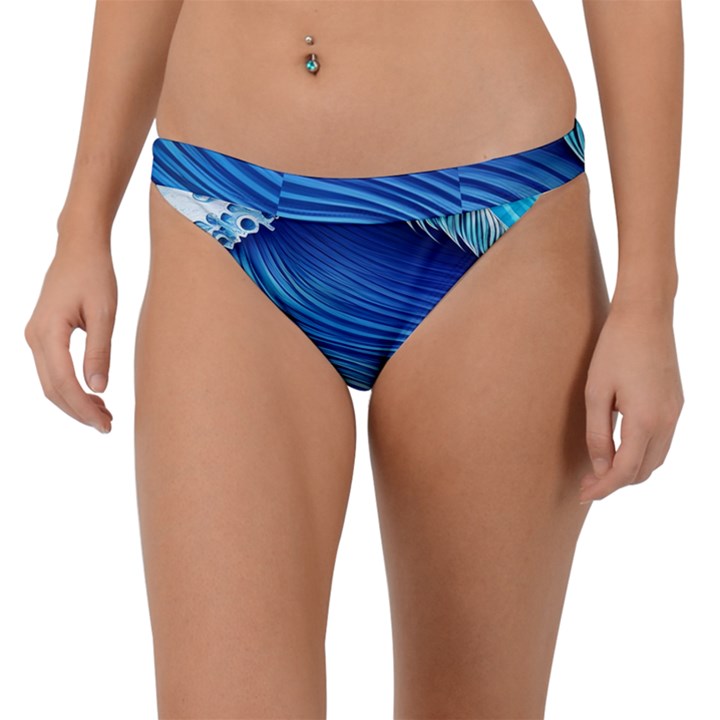 Watercolor Wave Band Bikini Bottoms