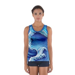 Watercolor Wave Sport Tank Top  by GardenOfOphir