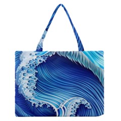 Watercolor Wave Zipper Medium Tote Bag by GardenOfOphir